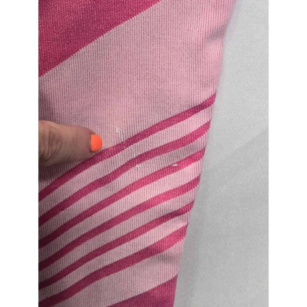 Peloton Leggings Womens Medium Pink High Rise Seamless‎ Colorblock Gym Flaw